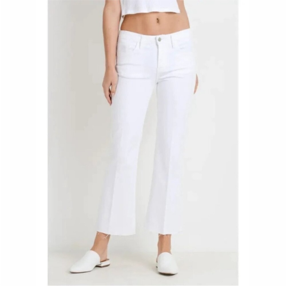 L.T.J Letter To Juliet Sicily Flare Crop Raw Hem Denim Jeans White Size 31